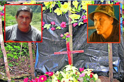 Los cuerpos de los dos cabecillas de Sendero Luminoso, "José" y "Raúl", abatidos por las fuerzas policiales, yacen enterrados en el mismo lugar de su muerte. 