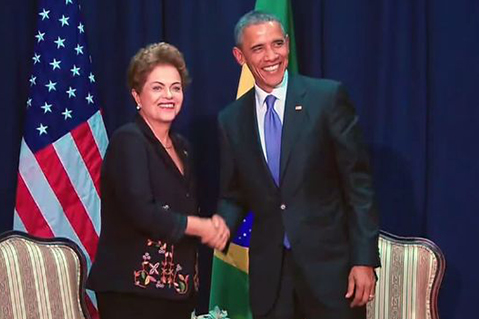 Dilma Rousseff y Barack Obama durante la reunión bilateral en la Cumbre de las Américas 2015. Panamá | Captura de video de Youtube.
