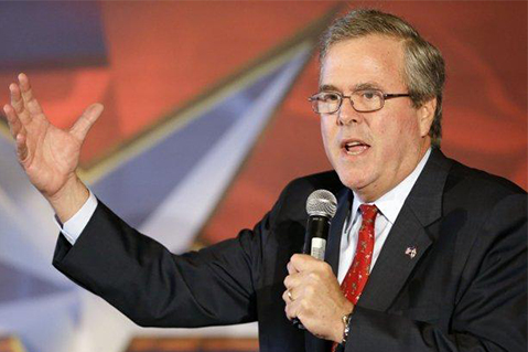 Jeb Bush uno de los 17 aspirantes republicanos a la Casa Blanca, durante un intercambio con reporteros que lo interrogaron al respecto, se rehusó a retractarse del término “anchor baby”.